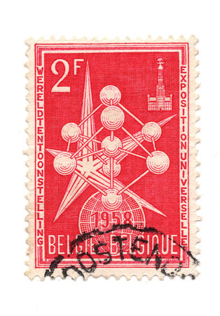 A vintage postage stamp from Belgium isolated on a white background.の写真素材