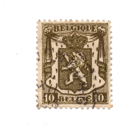 A vintage postage stamp from Belgium isolated on a white background.の写真素材