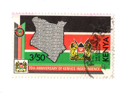 A vintage postage stamp from Kenya isolated on a white background.の写真素材