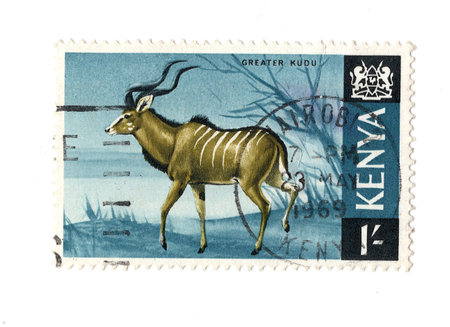 A vintage postage stamp from Kenya isolated on a white background.の写真素材