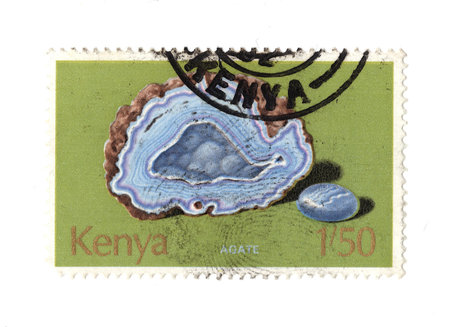 A vintage postage stamp isolated on a white background.の写真素材