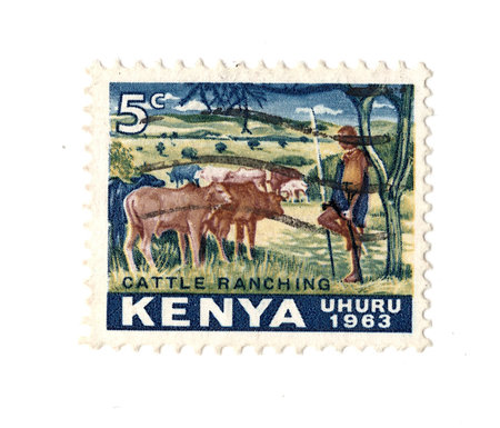 A vintage postage stamp from Kenya isolated on a white background.の写真素材