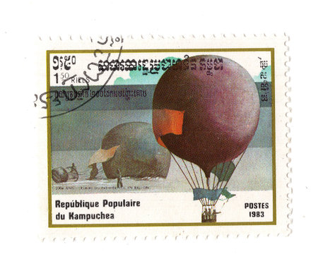 A vintage postage stamp from Kampuchea isolated on a white background.の写真素材