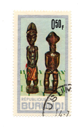 A vintage postage stamp from Burundi isolated on a white background.の写真素材