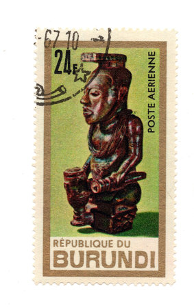 A vintage postage stamp from Burundi isolated on a white background.の写真素材