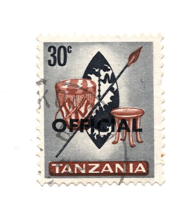 A vintage postage stamp from Tanzania isolated on a white background.の写真素材