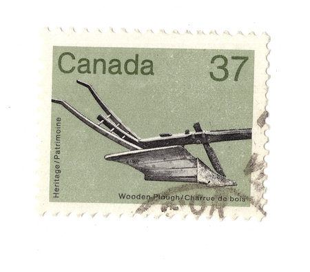 A vintage postage stamp from Canada isolated on a white background.
