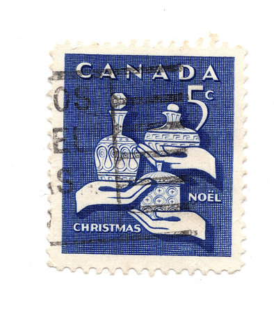 A vintage postage stamp isolated on a white background.の写真素材