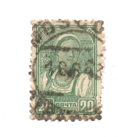 A vintage postage stamp from Russia isolated on a white background.の写真素材