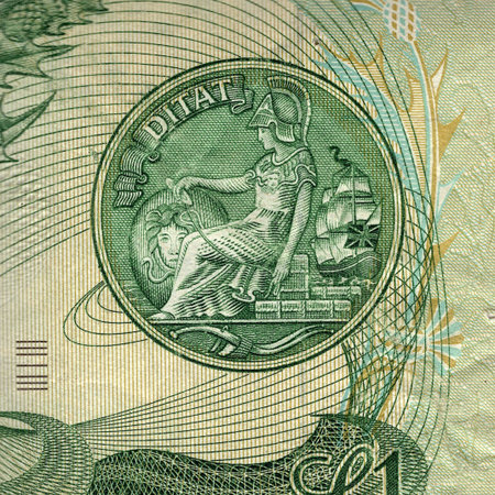 A decorative detail from a vintage banknote.の写真素材