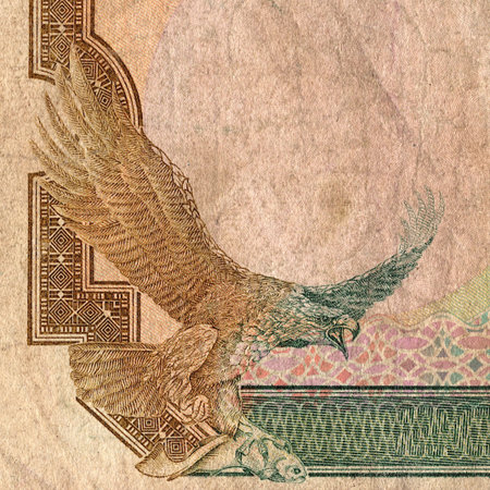 A decorative detail from a vintage banknote.の写真素材