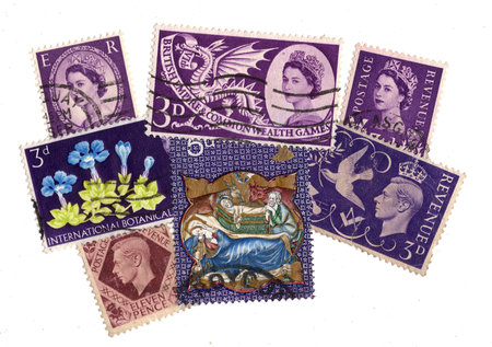 Vintage postage stamps from Great Britain isolated on a white background.の写真素材