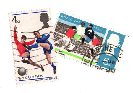 Vintage postage stamps from Great Britain isolated on a white background.の写真素材