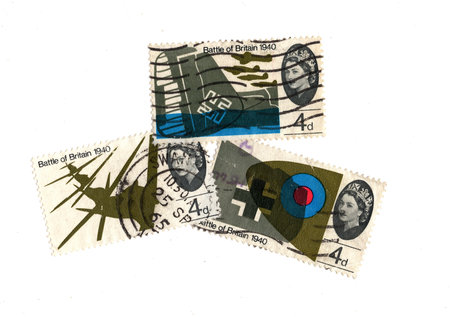 Vintage postage stamps from Great Britain isolated on a white background.の写真素材