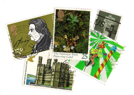 Vintage postage stamps from Great Britain isolated on a white background.の写真素材