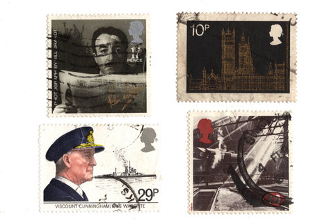 Vintage postage stamps from Great Britain isolated on a white background.の写真素材