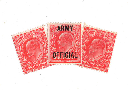 Vintage postage stamps from Great Britain isolated on a white background.