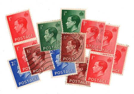 Vintage King Edward VIII postage stamps from Great Britain isolated on a white background.の写真素材