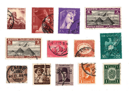 Vintage postage stamps from Egypt isolated on a white background.の写真素材