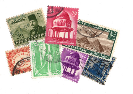 Vintage postage stamps from Egypt isolated on a white background.の写真素材