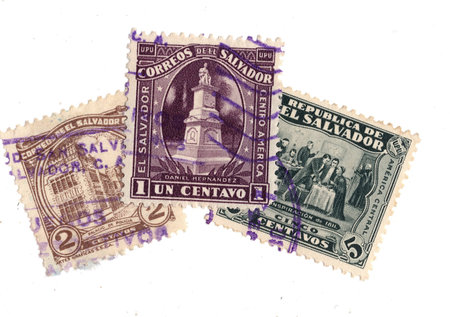 Vintage postage stamps from El Salvador isolated on a white background.の写真素材