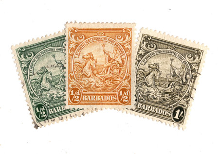 Vintage postage stamps from Barbados isolated on a white background.の写真素材