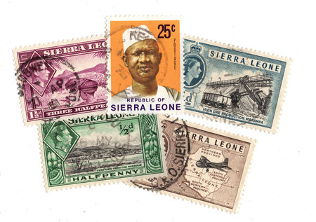 Vintage postage stamps from Sierra Leone isolated on a white background.の写真素材