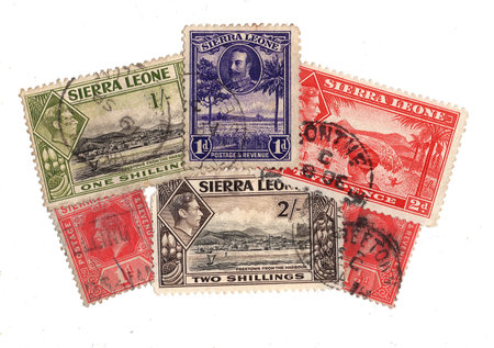 Vintage postage stamps from Sierra Leone isolated on a white background.の写真素材