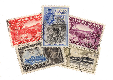 Vintage postage stamps from Sierra Leone isolated on a white background.の写真素材
