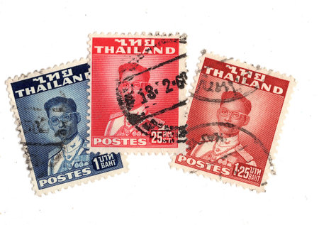 Vintage postage stamps from Thailand isolated on a white background.の写真素材