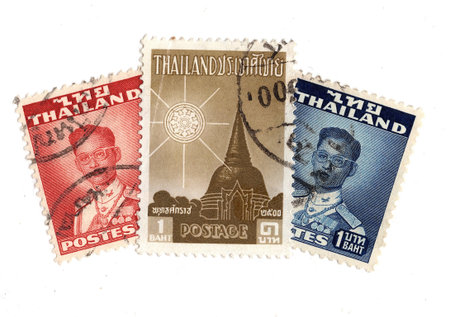 Vintage postage stamps from Thailand isolated on a white background.の写真素材