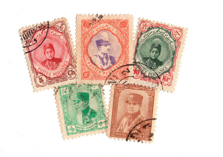 Vintage postage stamps from Persia isolated on a white background.の写真素材
