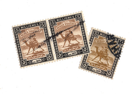 Vintage postage stamps from Sudan isolated on a white background.の写真素材