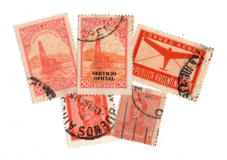 Vintage postage stamps from Argentina isolated on a white background.の写真素材