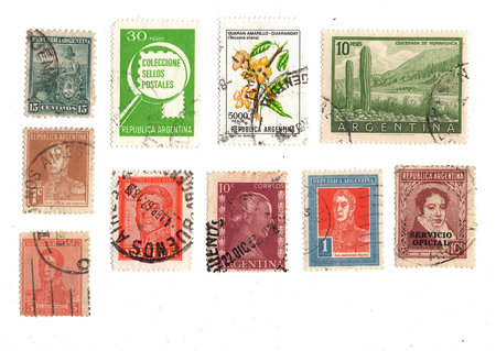 Vintage postage stamps from Argentina isolated on a white background.の写真素材
