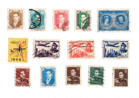 Vintage postage stamps from Iran isolated on a white background.の写真素材