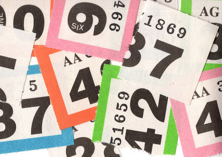 A close up detail of vintage raffle tickets.の写真素材