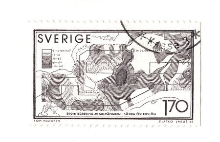 A vintage postage stamp from Sweden isolated on a white background.の写真素材