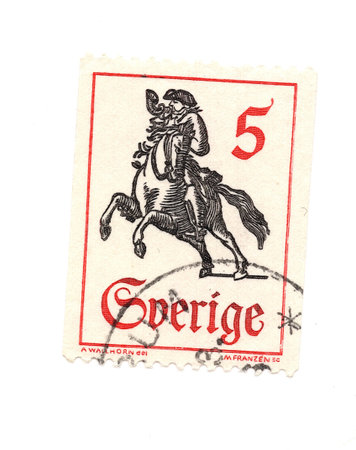 A vintage postage stamp from Sweden isolated on a white background.の写真素材