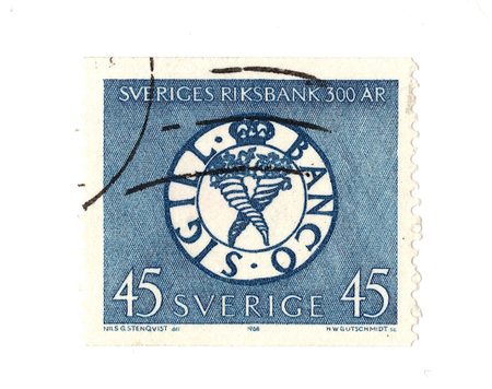 A vintage postage stamp from Sweden isolated on a white background.の写真素材