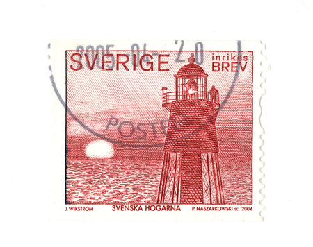 A vintage postage stamp from Sweden isolated on a white background.