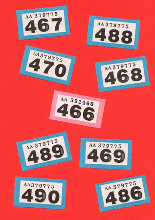 Vintage raffle/lottery tickets isolated on a red background.