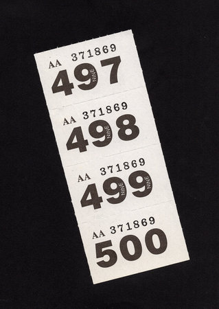 Vintage raffle/lottery tickets isolated on a black background.