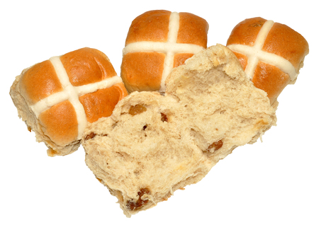 Traditional Easter hot cross bunsの写真素材