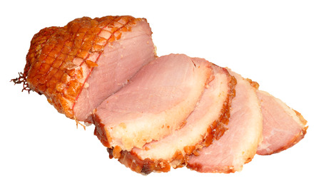 Smoked roast gammon joint, isolated on a white background の写真素材