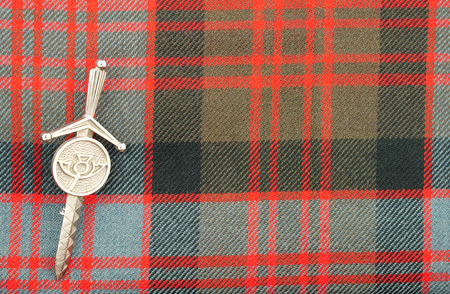 Traditional Scottish MacDonald clan pattern tartan wool fabricの写真素材
