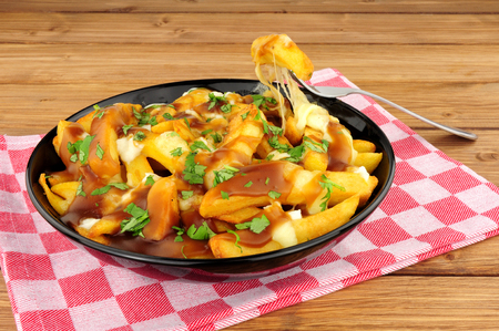 Bowl of traditional Canadian poutine