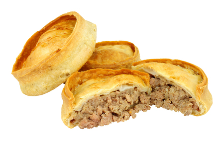 Traditional Scotch meat pies isolated on a white backgroundの写真素材