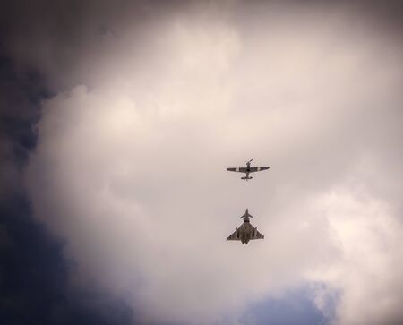 Eurofighter and Spitfire and the VJ Fly Pastのeditorial素材