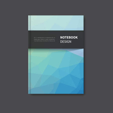 brochure notebook background, scrapbook, notes with polygon in blueのイラスト素材